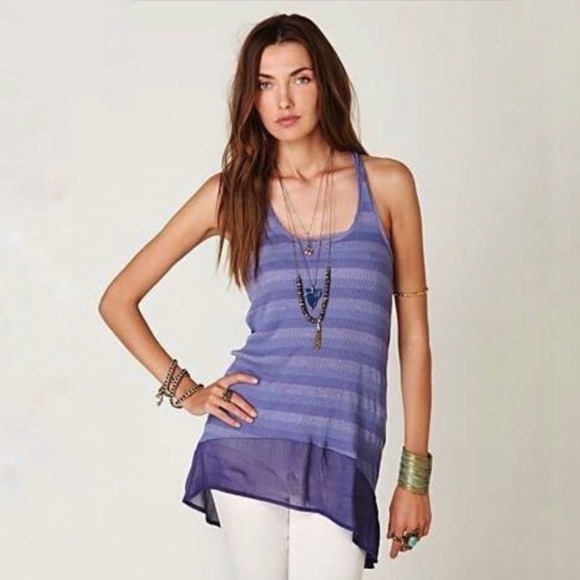 We The Free/Free People Purple Striped Racerback Flowy Tank Size XS - Picture 1 of 6